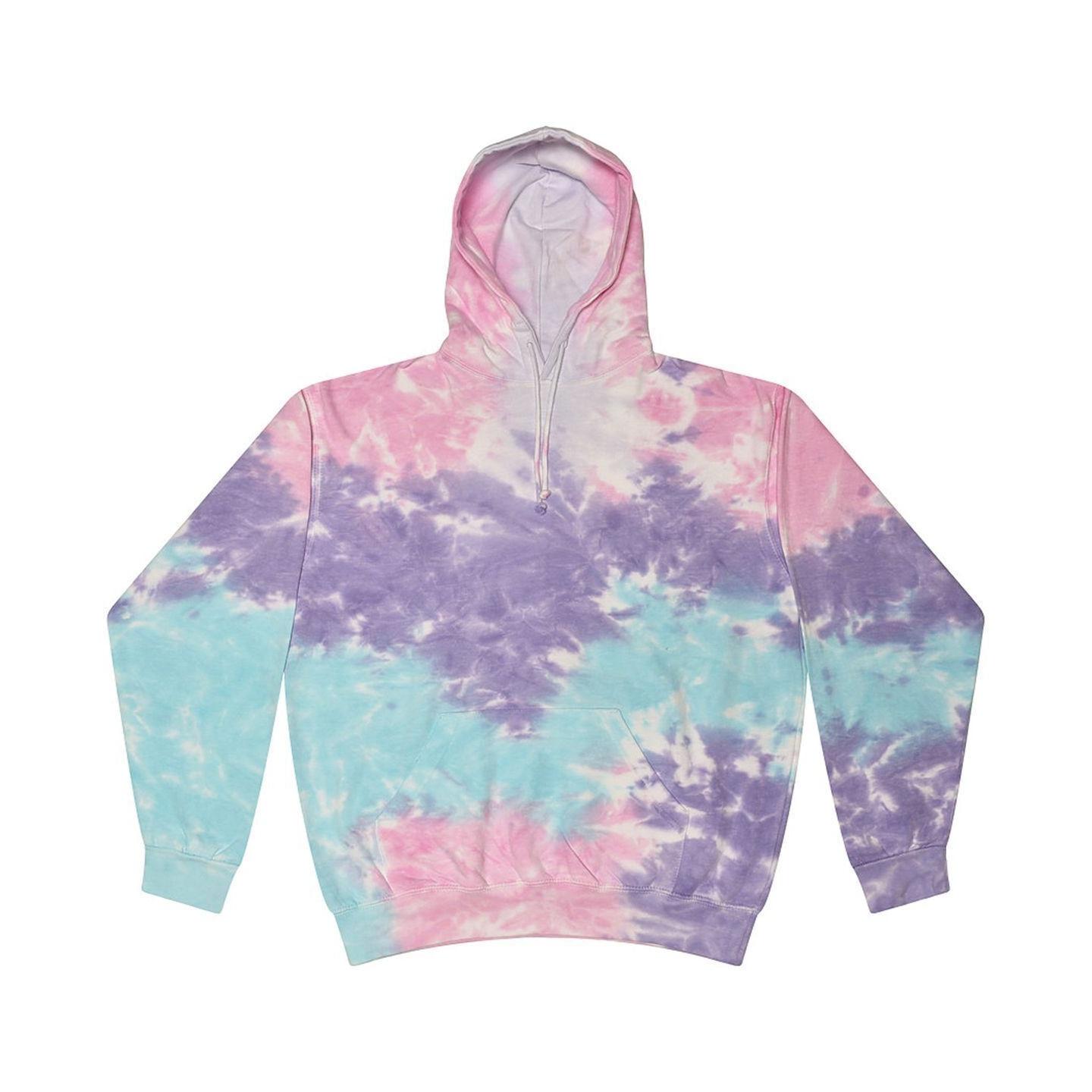 Colortone unisex regenboog tie-dye trui met capuchon S