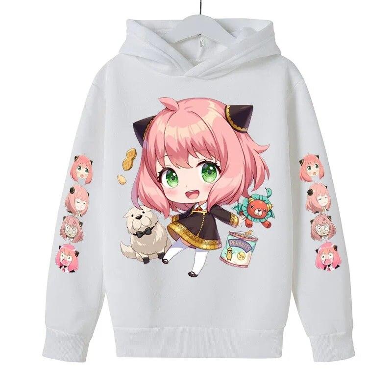 Xuhaijian02 Anya Forger Leuke Meisjes Hoodies Cartoon SPY X FAMILY Gedrukt Kids Sweatshirt Hoodies Kinderkleding Meisjes Lente Herfst Jas 130