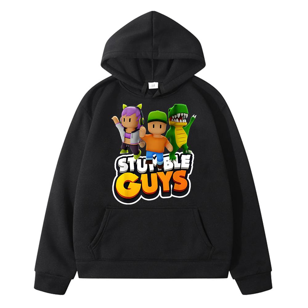 Rice grain childrens clothing factory direct sales Stumble Guys Print Hoodies Herfst Winter Fleece Sweatshirt anime hoodie Pullover Cartoon Jas y2k sudadera kinderkleding meisjes 160