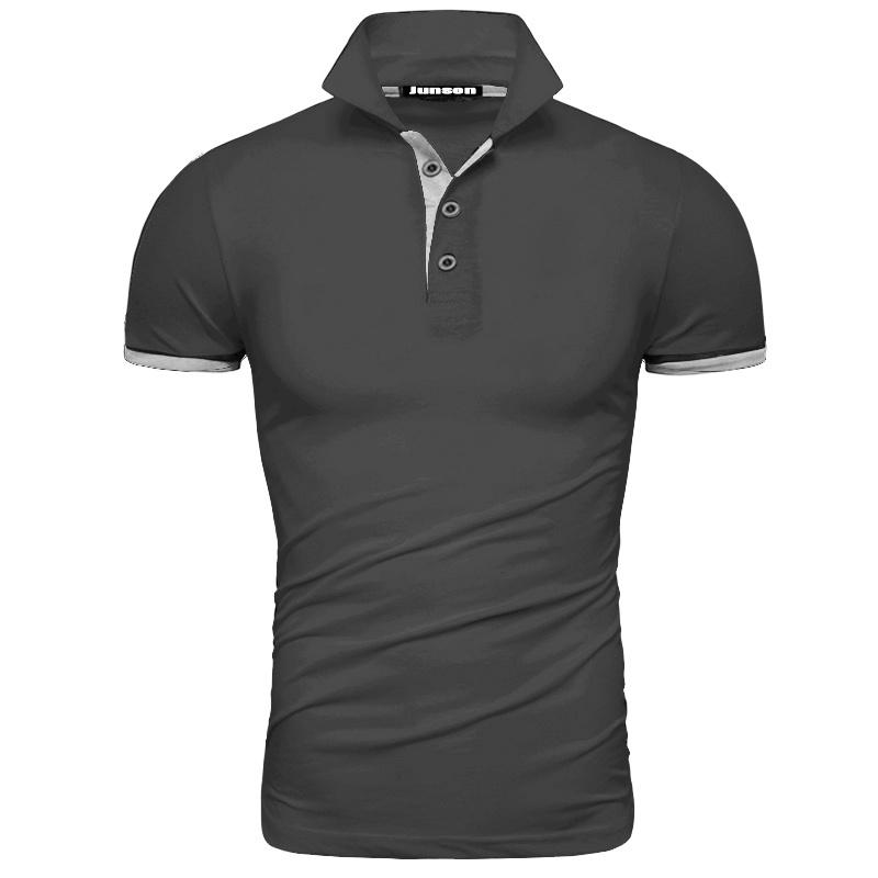 QY-1 2021 Nieuwe Mannen Smmer Mode Effen Kleur Turn-Down Kraag Shirts Slim Fit Casual Business Korte Mouw T-shirt XXXL grijs