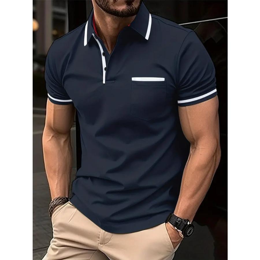 ForYourBeauty Europees Plus Size Heren Top Zomer Zak Knoop Casual T-shirt Wit Zwart Blauw Losse Klassieke Tops Revers Hals Korte Mouw Poloshirts XXL