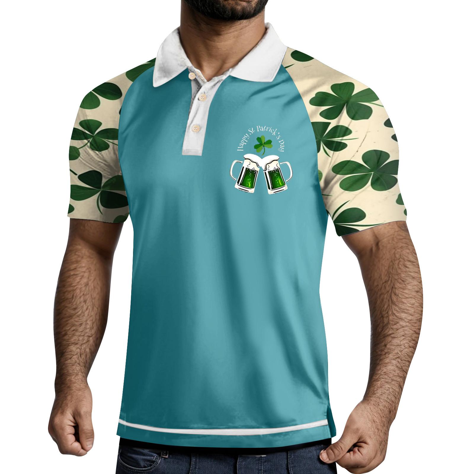 Hong  Art Golfshirt voor heren Casual Sport V-hals Geribbelde kraag Korte mouw Mode Casual Effen Kleur Effen Lente en zomer Normale pasvorm M