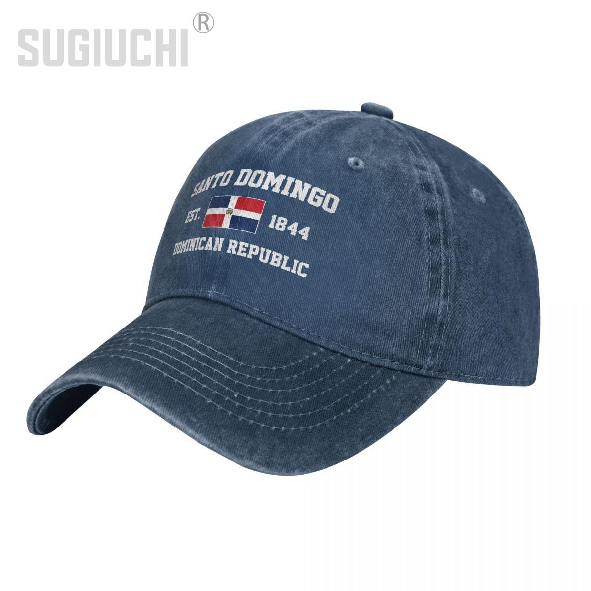 ALLRICK Vlag van de Dominicaanse Republiek EST.1844 Santo Domingo Unisex volwassen gewassen denim Baseball Cap Unisex Vintage katoen patriottische Trucker One Size
