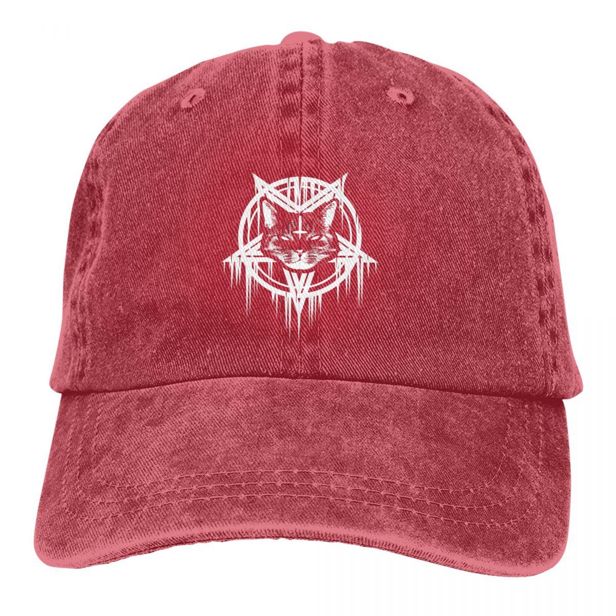 Colorbobble CAP Pure Kleur Papa Hoeden Satanic Black Metal Kat 666 vrouwen Hoed Zonneklep Baseball Caps Baphomet Satan Lucifer Pet One Size