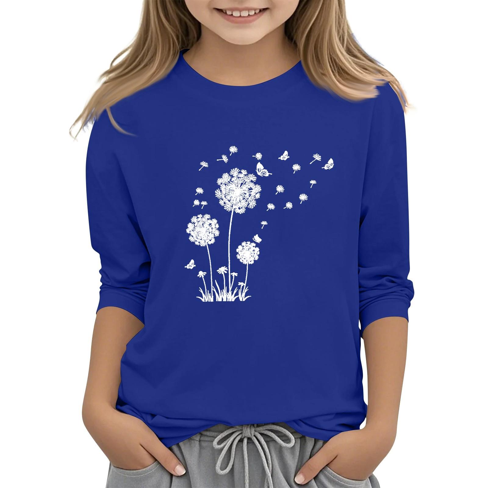 Hong  Art Children's 7-point sleeved round neck top print fashion casual T-shirt 140