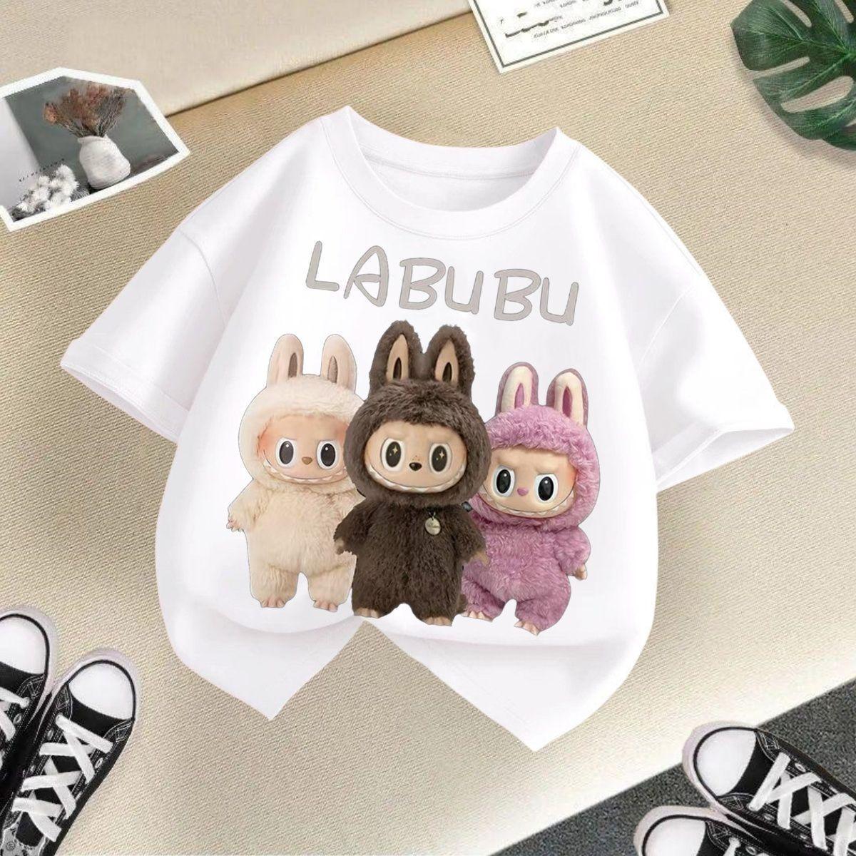 Molia Zomer Kinder Labubu Los T-shirt met Korte Mouwen voor Meisjes' Casual Tops 150cm