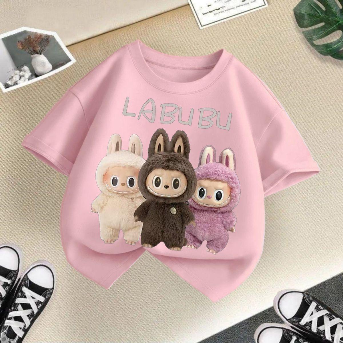 Molia Zomer Kinder Labubu Los T-shirt met Korte Mouwen voor Meisjes' Casual Tops 140cm