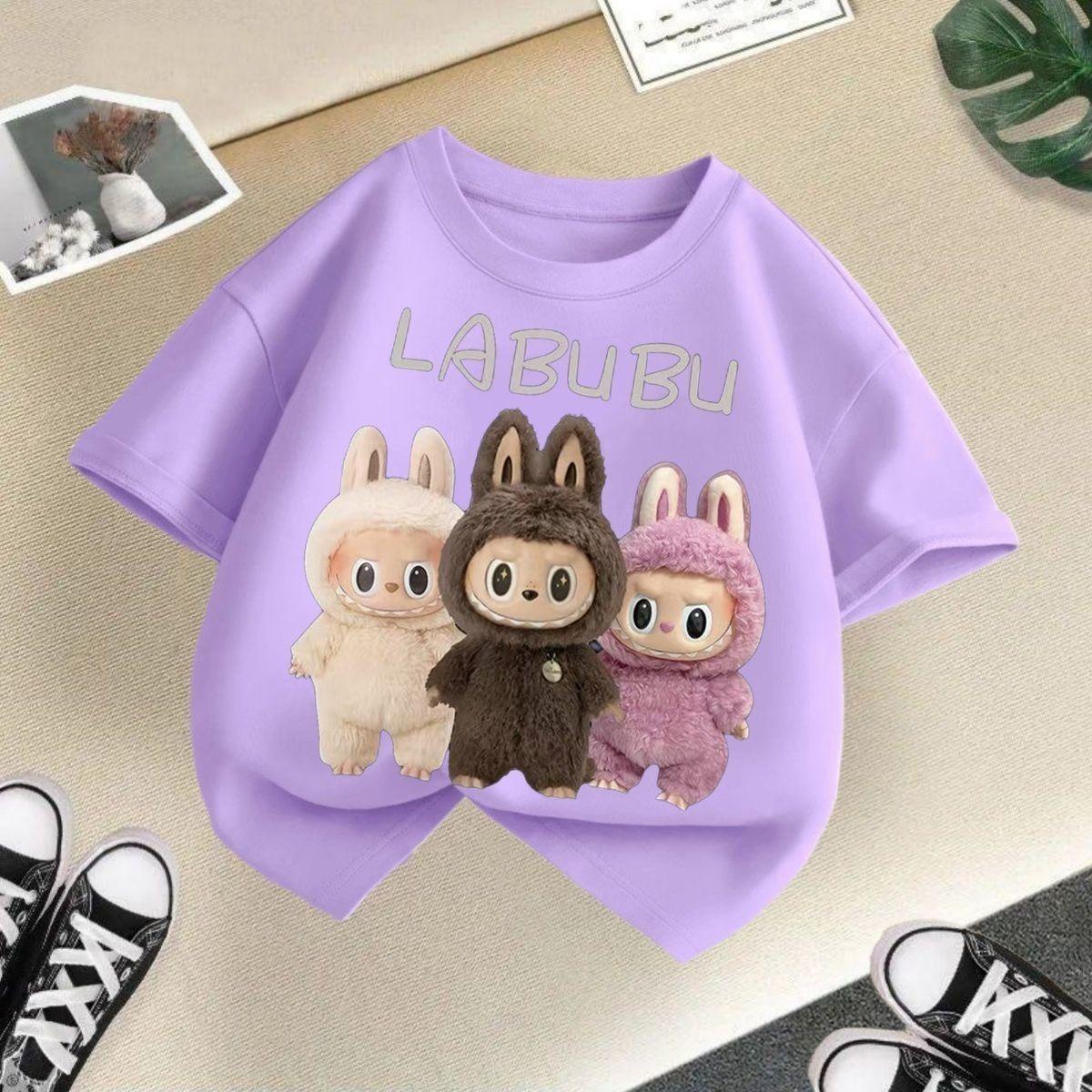 Molia Zomer Kinder Labubu Los T-shirt met Korte Mouwen voor Meisjes' Casual Tops 140cm