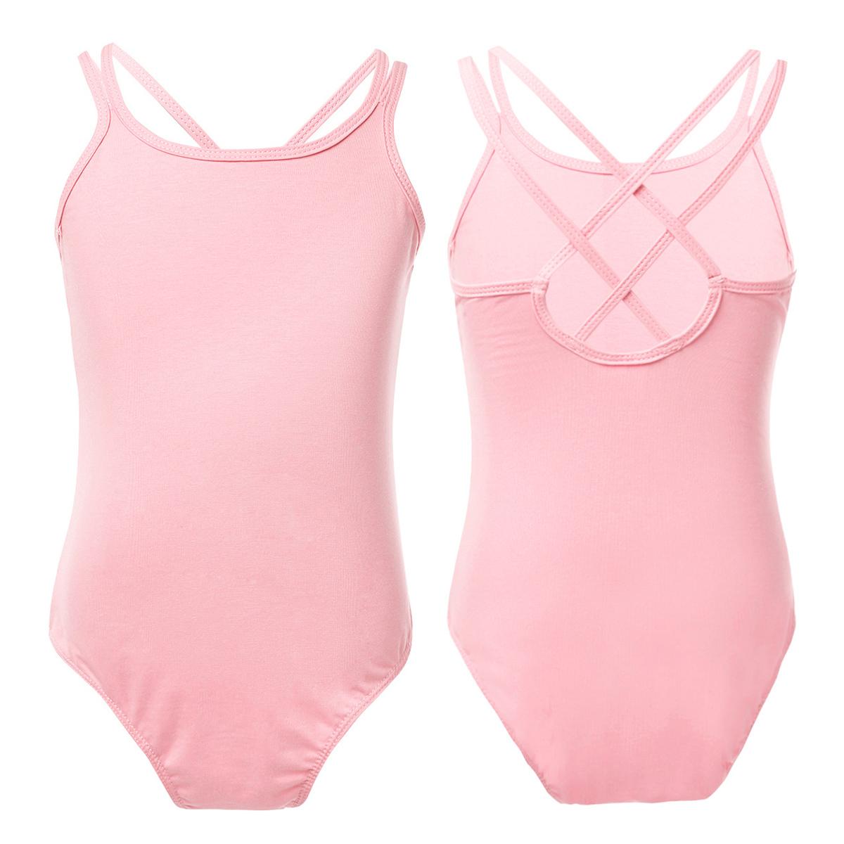 ZDHoor Meisjes kinderdanstraining turnpakje mouwloze gekruiste rug jumpsuit kinderyogakostuum 3-4 Years roze