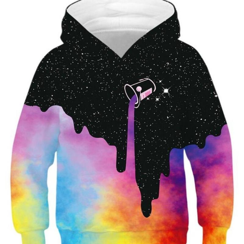 ETST WENDY 09 Kinderen Sport Hoodies Zwart/Wit 3D Print Kinderen Sweatshirts Junior Kind Lange Mouw Pullover 4-13j Jongen/Meisje Capuchon Truien 140