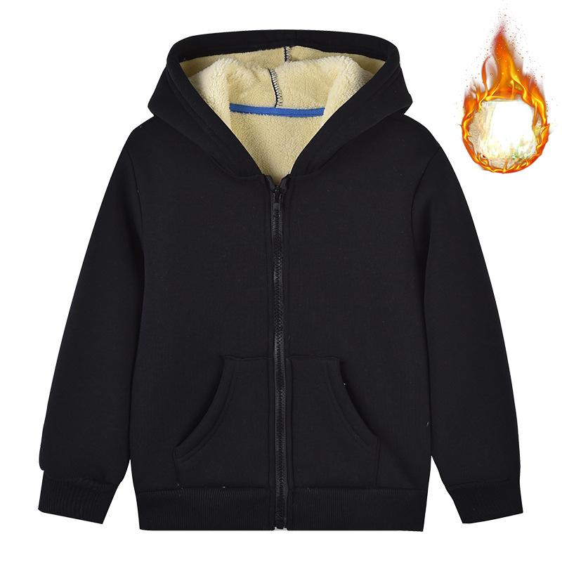 Dola Unisex Winter Fleece Hoodies voor Jongens Sweatshirt Casual Dikker Warme Kinderen Rits Jas Tops 8 9 10 12 Jaar Meisjes Kleding Kostuums 130cm zwart