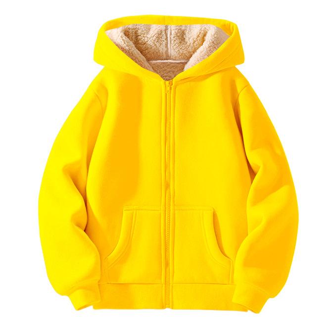 Dola Unisex Winter Fleece Hoodies voor Jongens Sweatshirt Casual Dikker Warme Kinderen Rits Jas Tops 8 9 10 12 Jaar Meisjes Kleding Kostuums 130cm geel