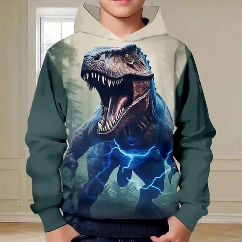 ETST WENDY 012 Lente Herfst Jongens Hoodie Pullover 3D Dinosaurus Print Mode Straat Verblindend Coole Kinderkleding Casual Lange Mouw Hoodies Tops 130CM