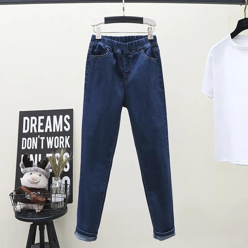 Twelve Month Stretch Skinny Jeans Vintage Denim Broek Hoge Taille Elastische Band Slanke Potlood Broek Mom Jeans Plus Size XXXXL