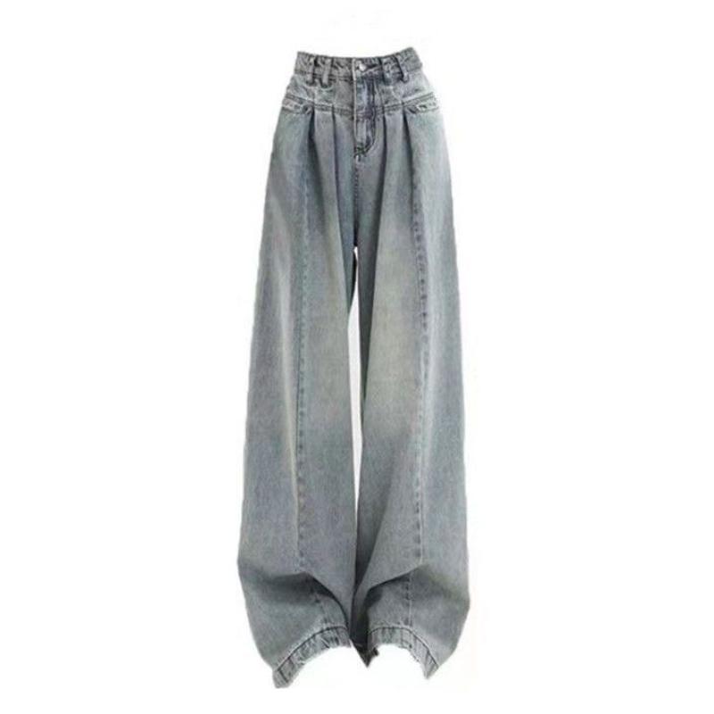 MOUKYUN Y2k Baggy Jeans Dames Hoge Taille Blauwe Denim Broek Streetwear Jaren 2000 Lange Broek Jaren '90 Vintage Oversize Koreaanse Mode S blauw