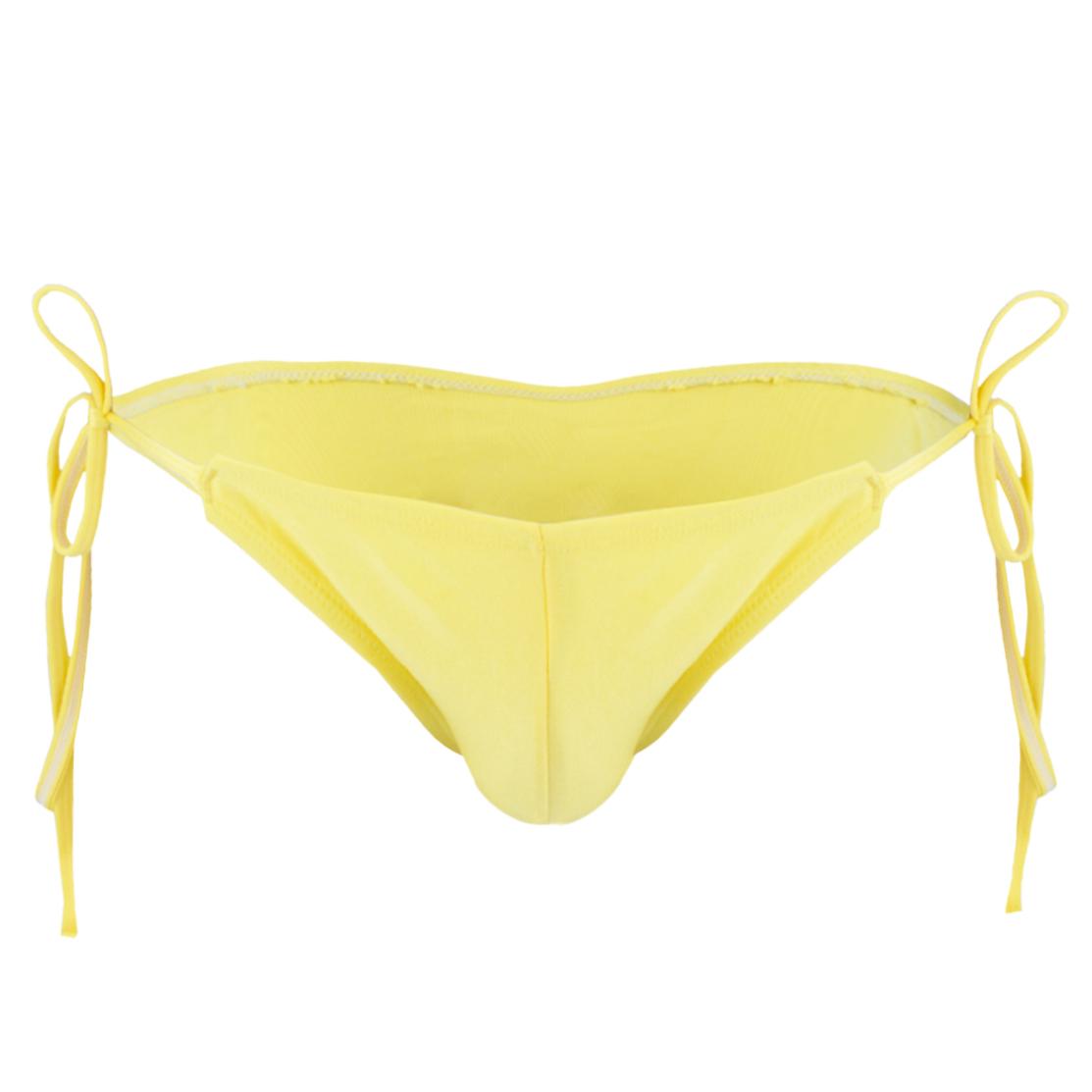 Yeahdor Zijdeachtige bikinibroekjes voor heren, Ardennenzakje, Ondergoed, Zijbanden, Badmode, Strandkleding geel