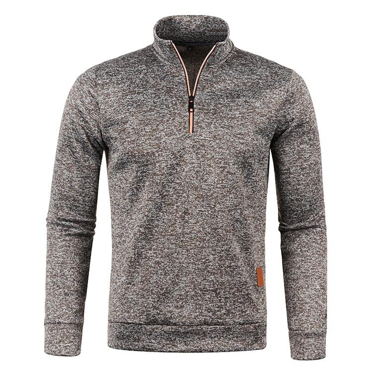 King Billion Effen Kleur Jas Heren Herfst Winter Lange Mouw Ritssluiting Stand Kraag T-shirts voor Heren Pullover Top Sport Mannelijk XXXL koffie