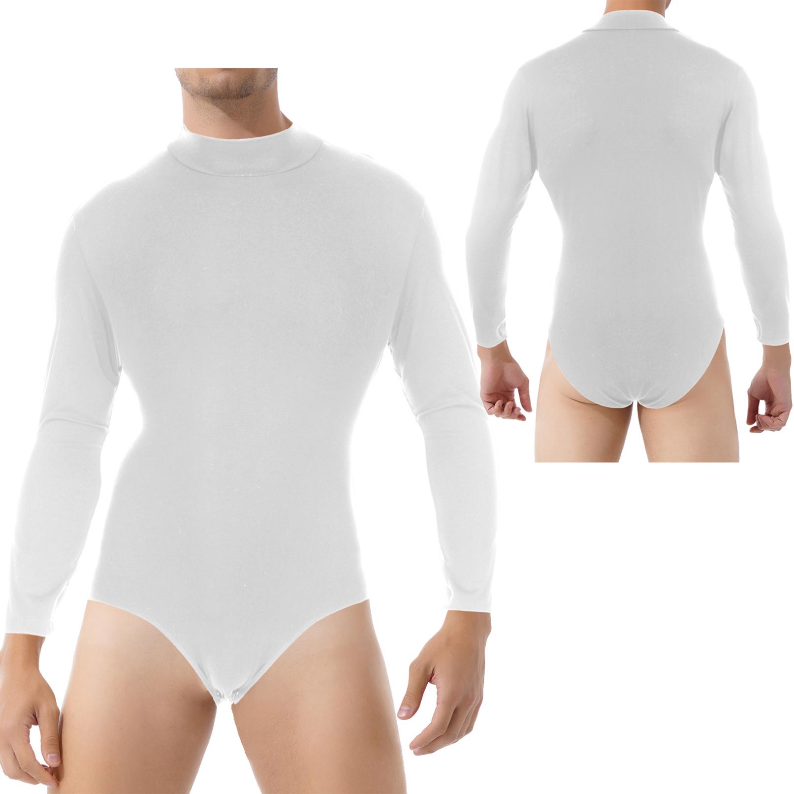 YONGHS Mannen met lange mouwen, drukknopen, kruisoverhemd, pyjama's, bodysuit, ondershirts, turnpakje M wit