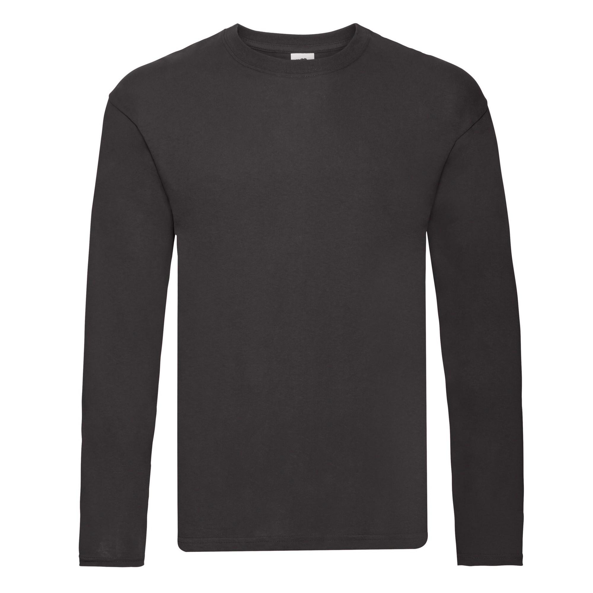 Fruit Of The Loom Heren origineel T-shirt met lange mouwen M zwart
