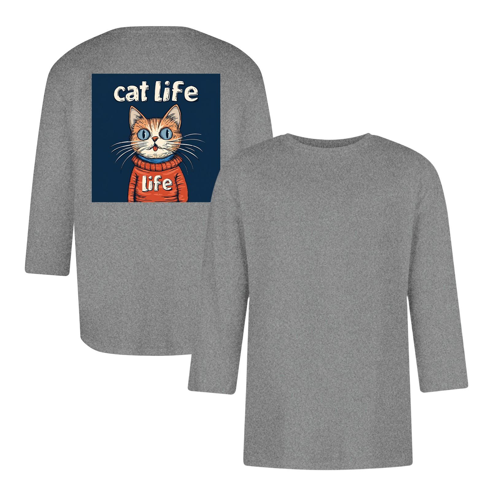 Chicago Rose Men's casual and fashionable printed round-neck three-quarter sleeve top T-shirt S