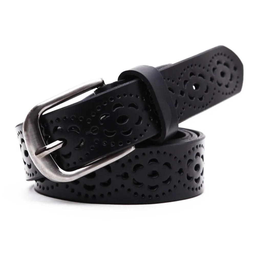 Ouyaohong Nieuwe Vrouwen Mode Brede Lederen Riem Vrouw Zonder Boren Luxe Jeans Riemen Vrouwelijke Top Kwaliteit Bandjes Ceinture Femme zwart