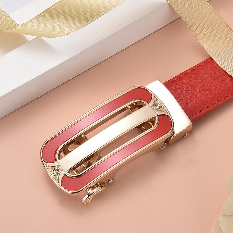 CrossCart Vrouwenriem van echt leer met automatische gesp - Koreaanse stijl, trendy en veelzijdige modeaccessoire 100 cm