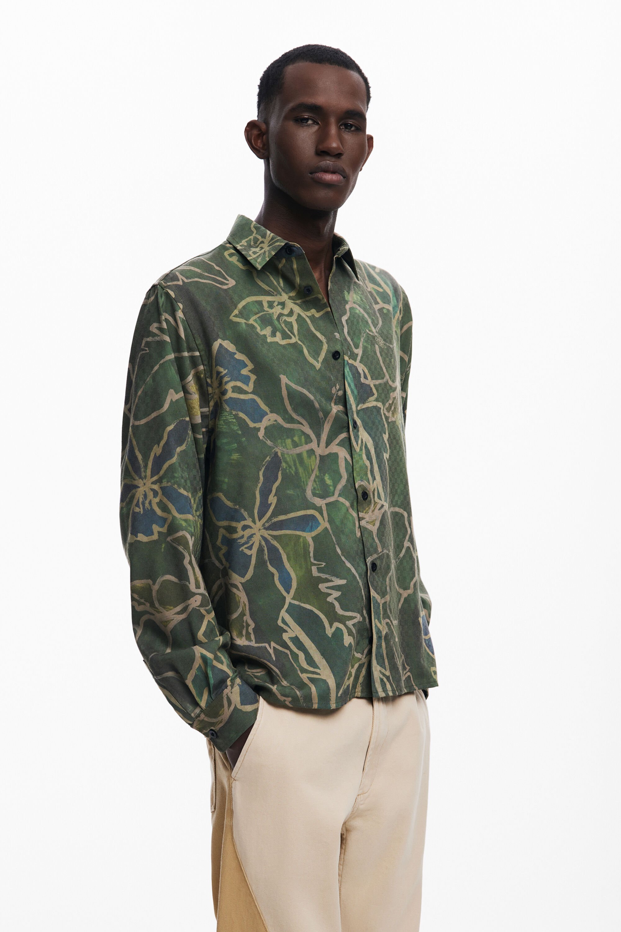 Desigual Overhemd met lange mouwen bos - GREEN