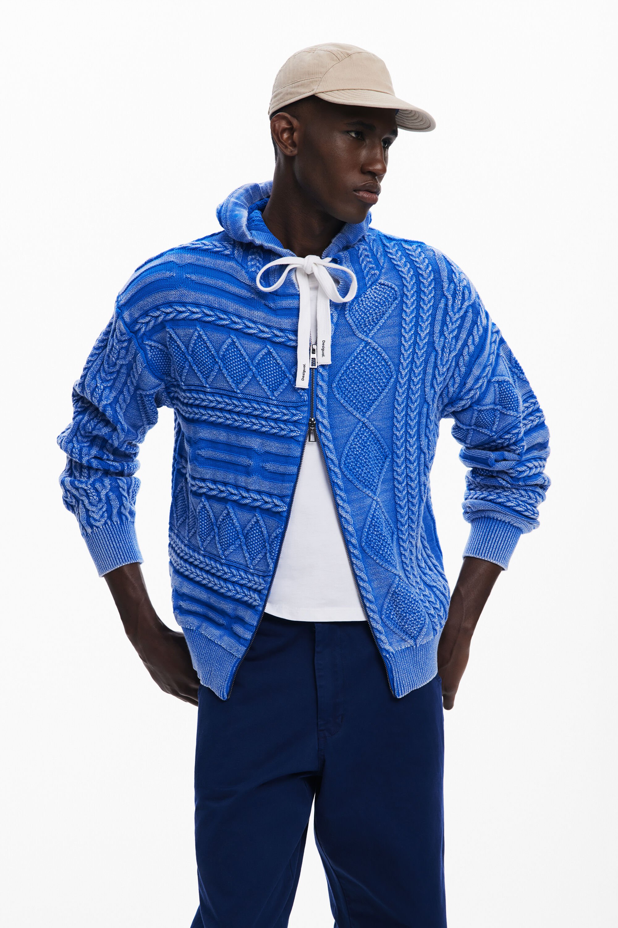 Desigual Gebreide trui met rits - BLUE