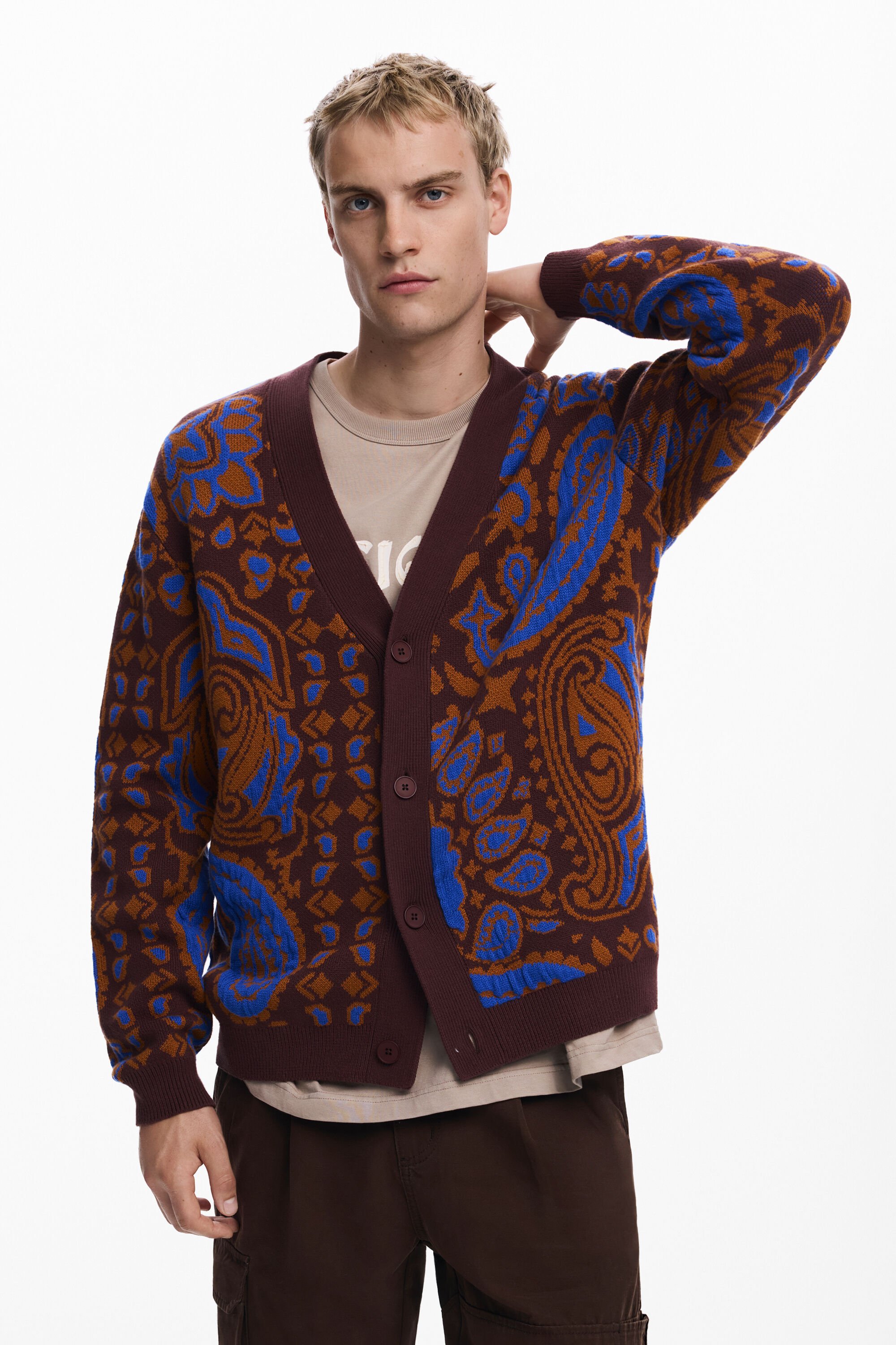 Desigual Paisley cardigan trui - BROWN