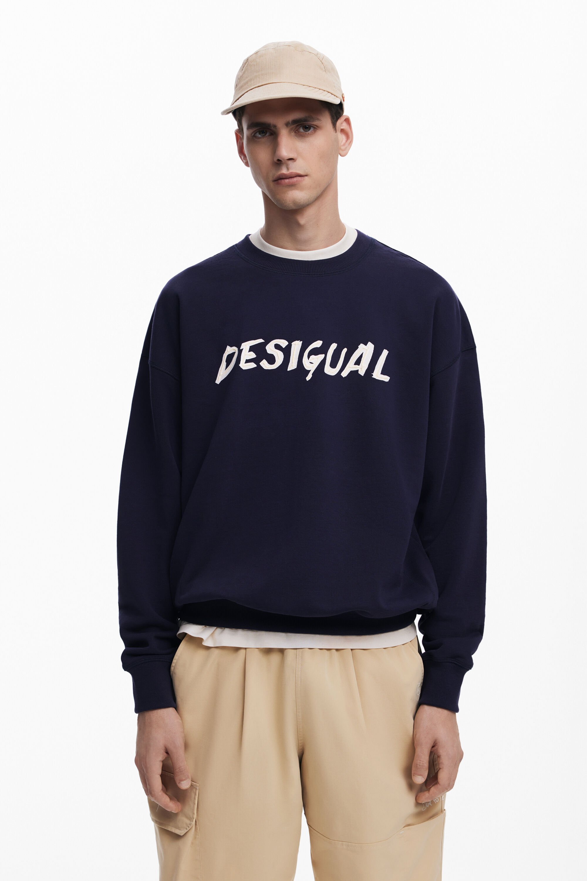 Desigual Sweatshirt met logo en textuur - BLUE