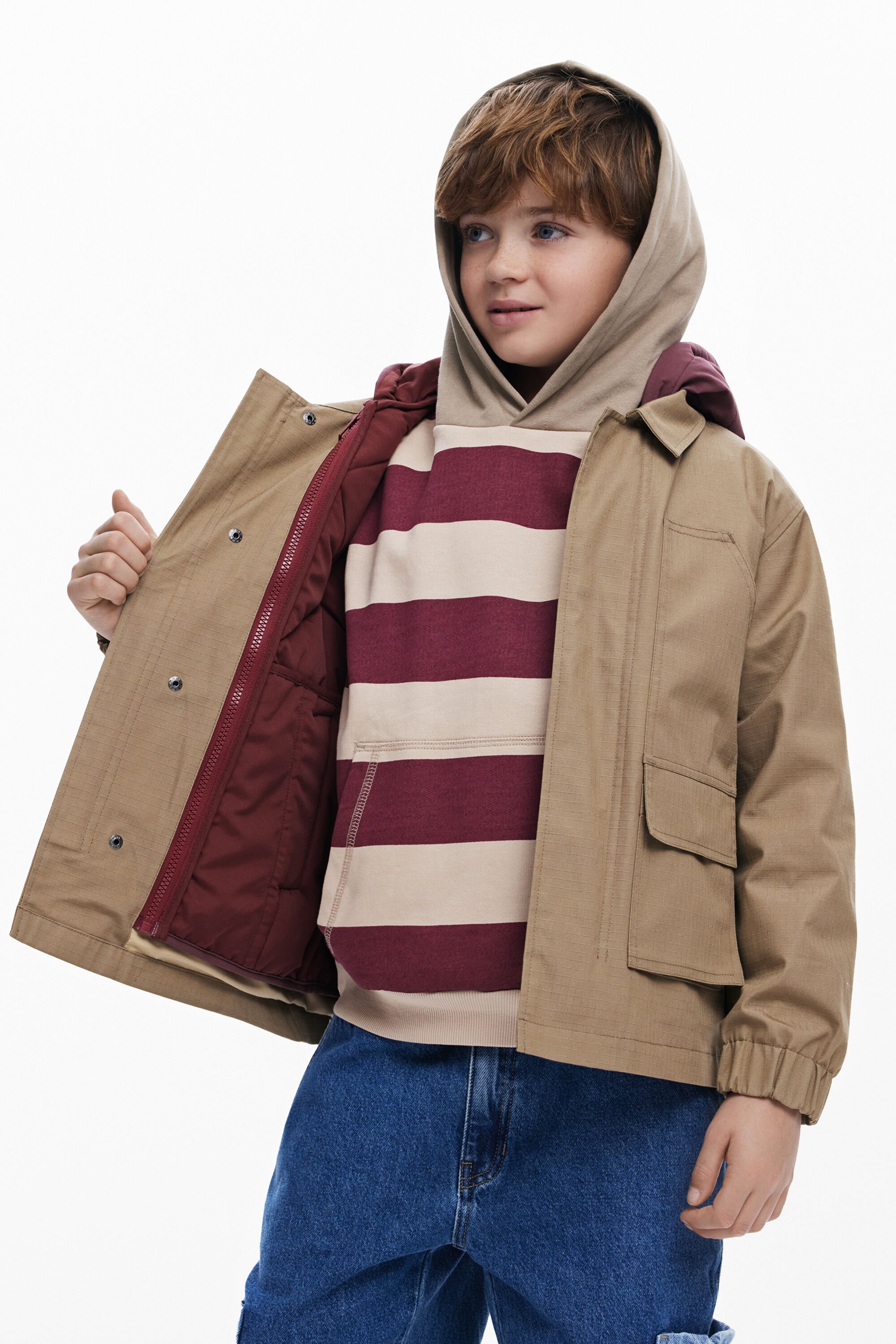 Desigual Afneembare utility parka - BROWN