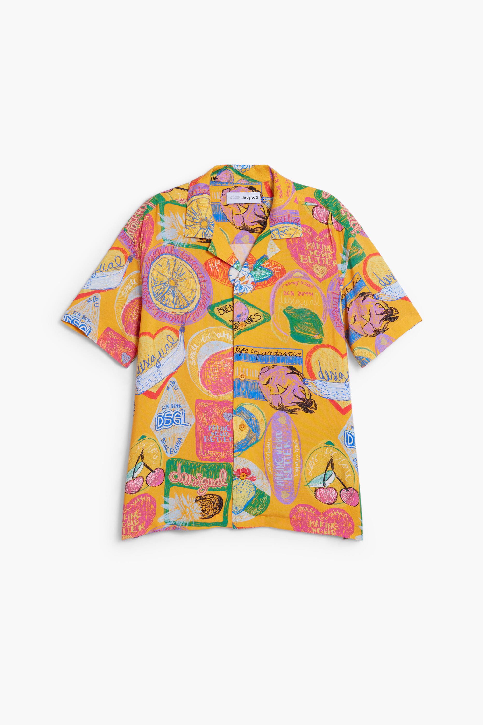 Desigual Korte mouwen overhemd met stempels - ORANGE