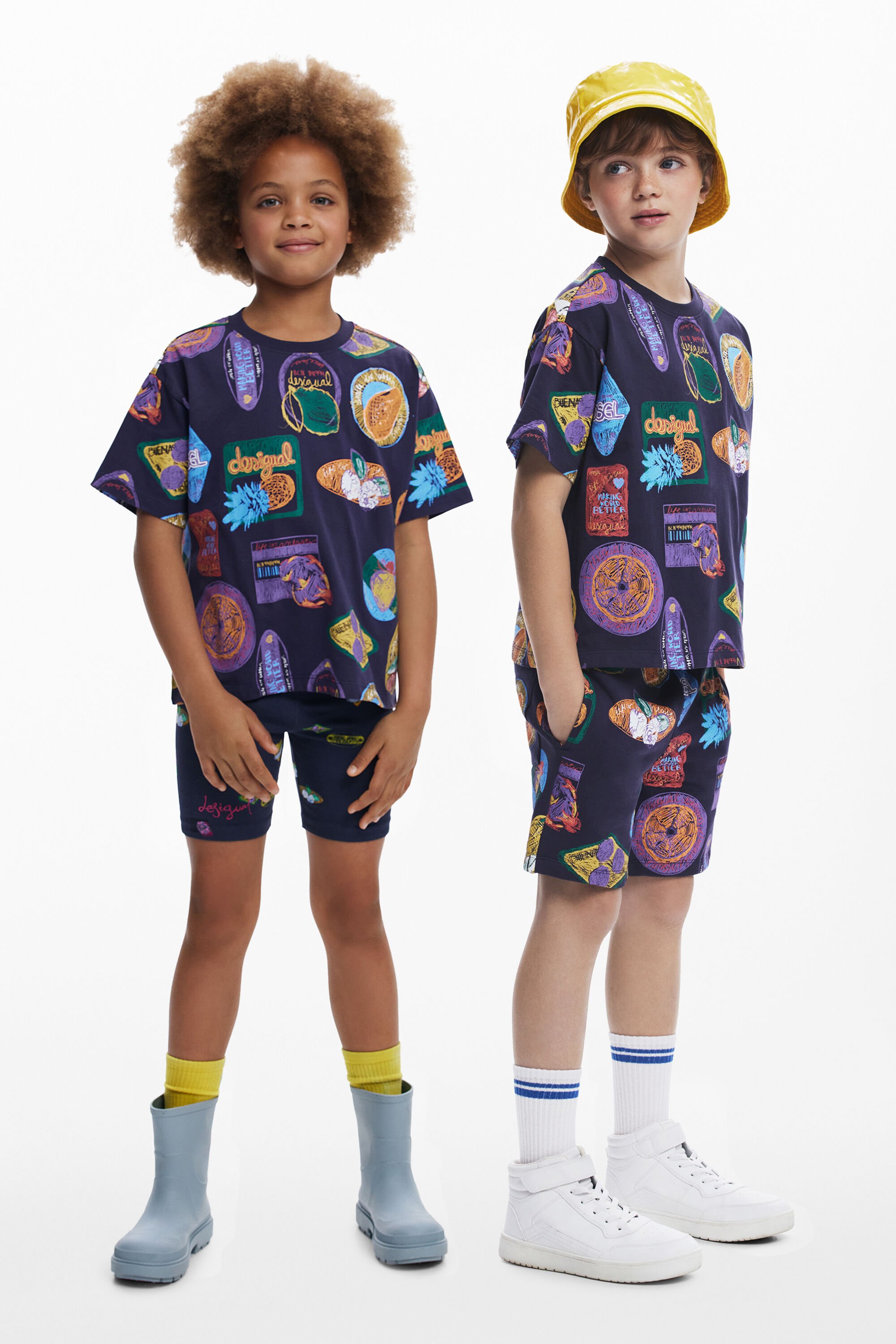 Desigual T-shirt met korte mouwen en stempels - BLUE