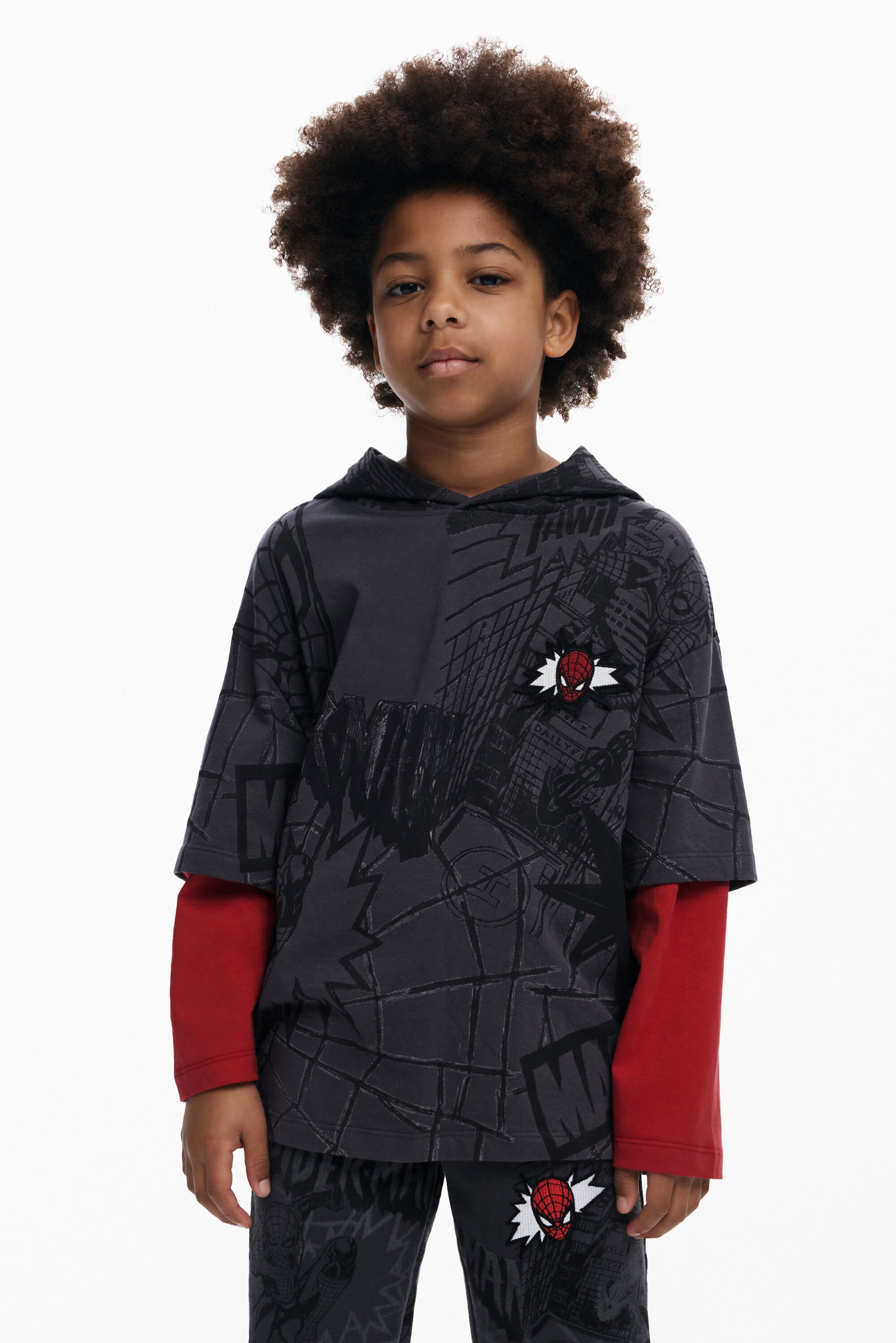 Desigual Spiderman™ T-shirt met laagjeslook - BLACK