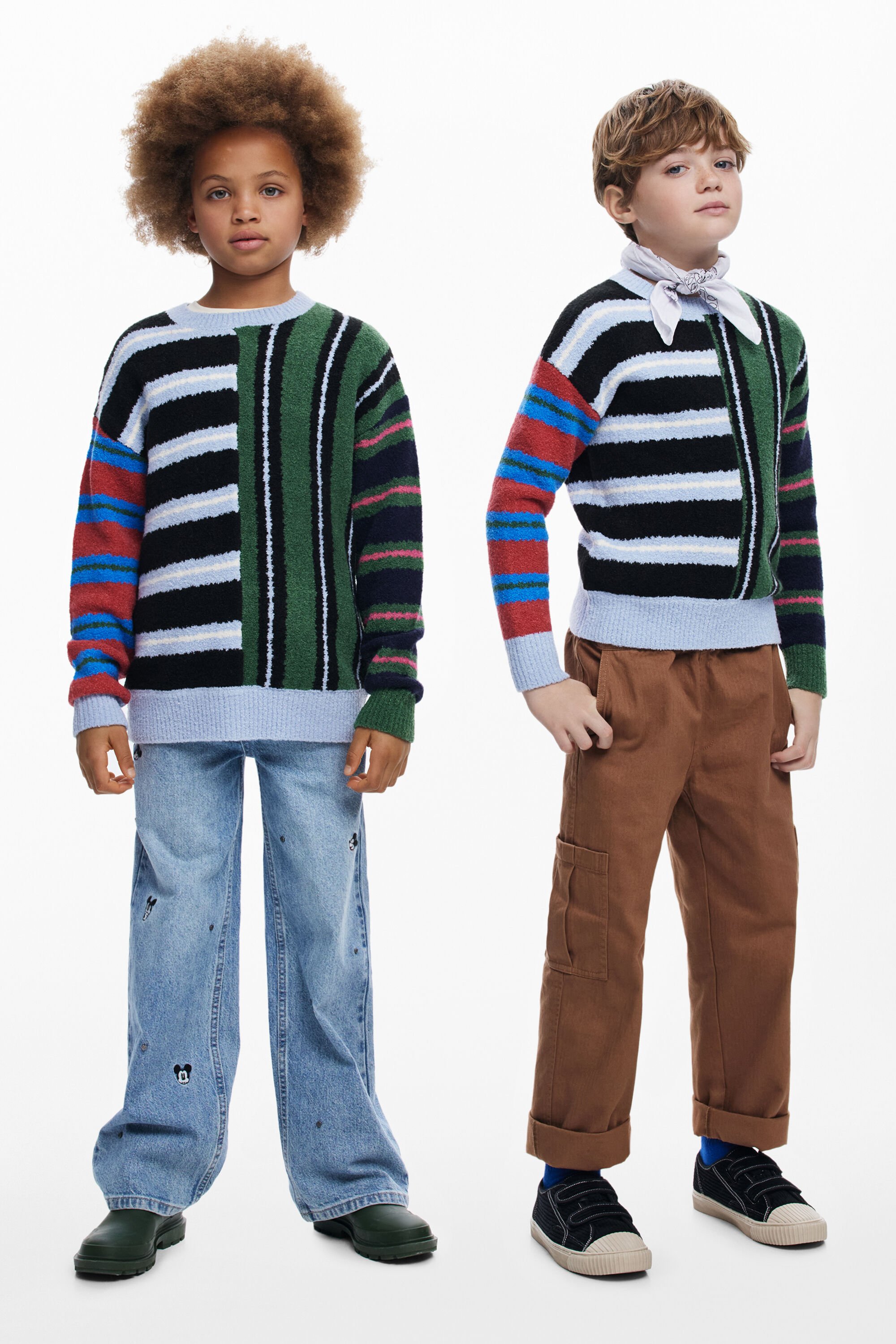 Desigual Gestreepte textuurtrui - MATERIAL FINISHES