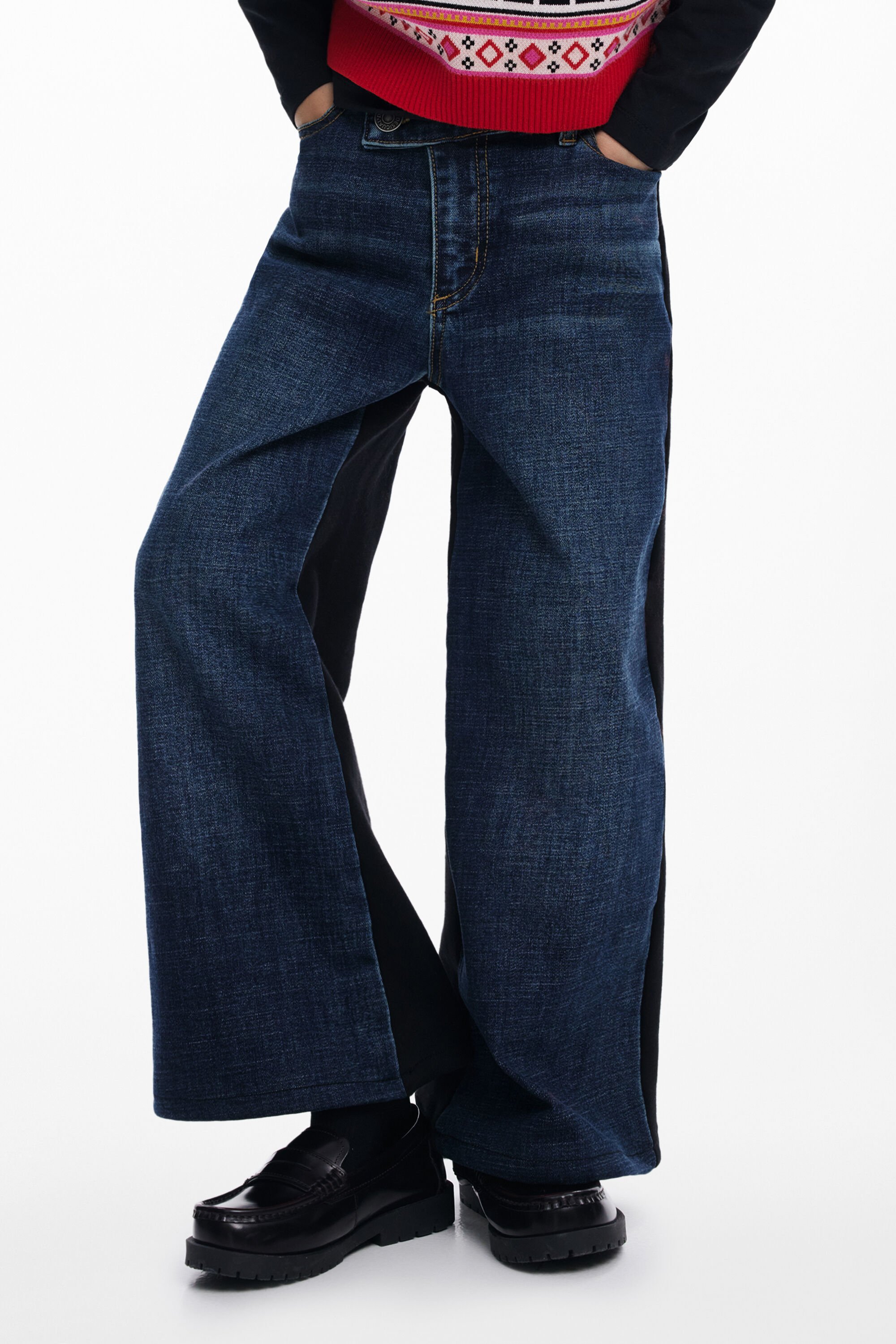 Desigual Jeans met asymmetrische taille - BLUE