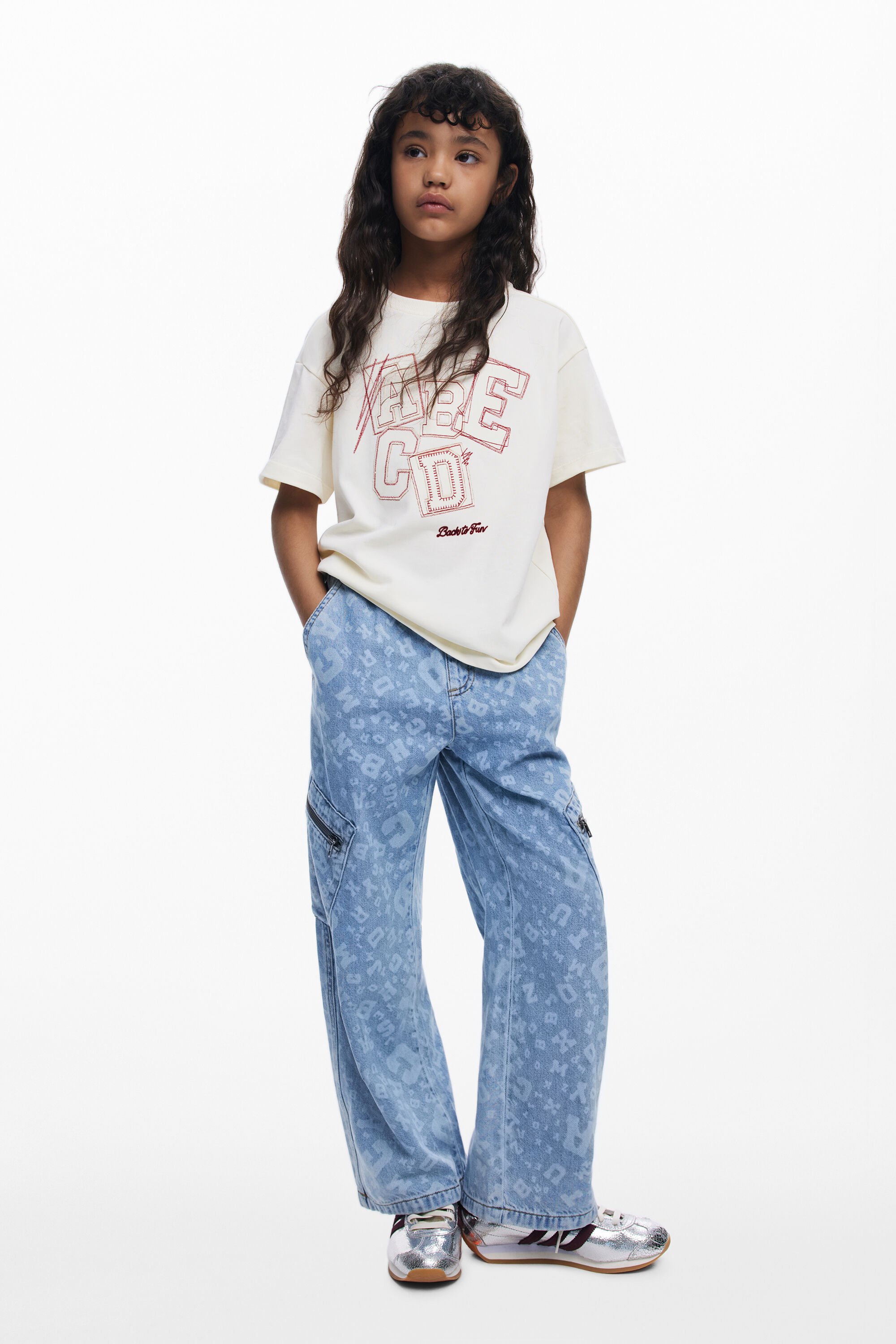 Desigual Baggy jeans met print - BLUE
