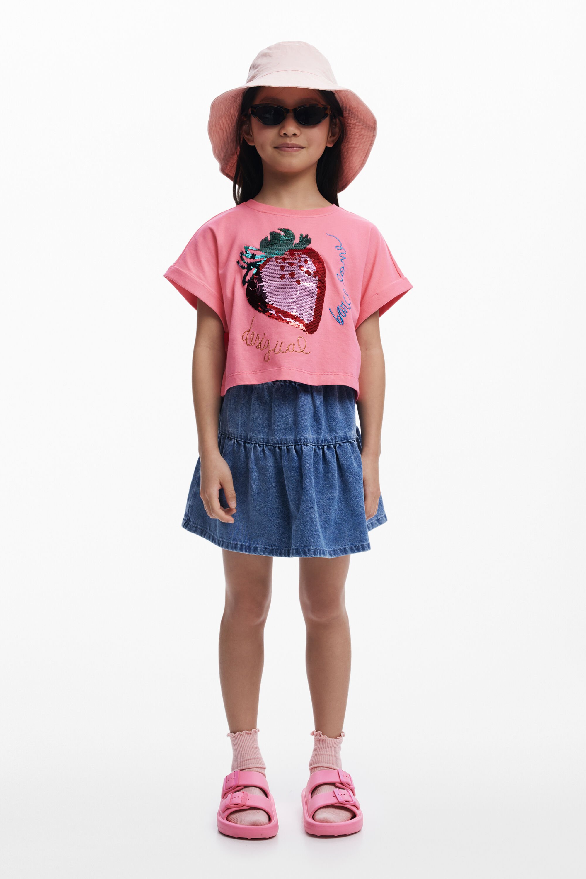 Desigual Spijker minirok met kersen - BLUE