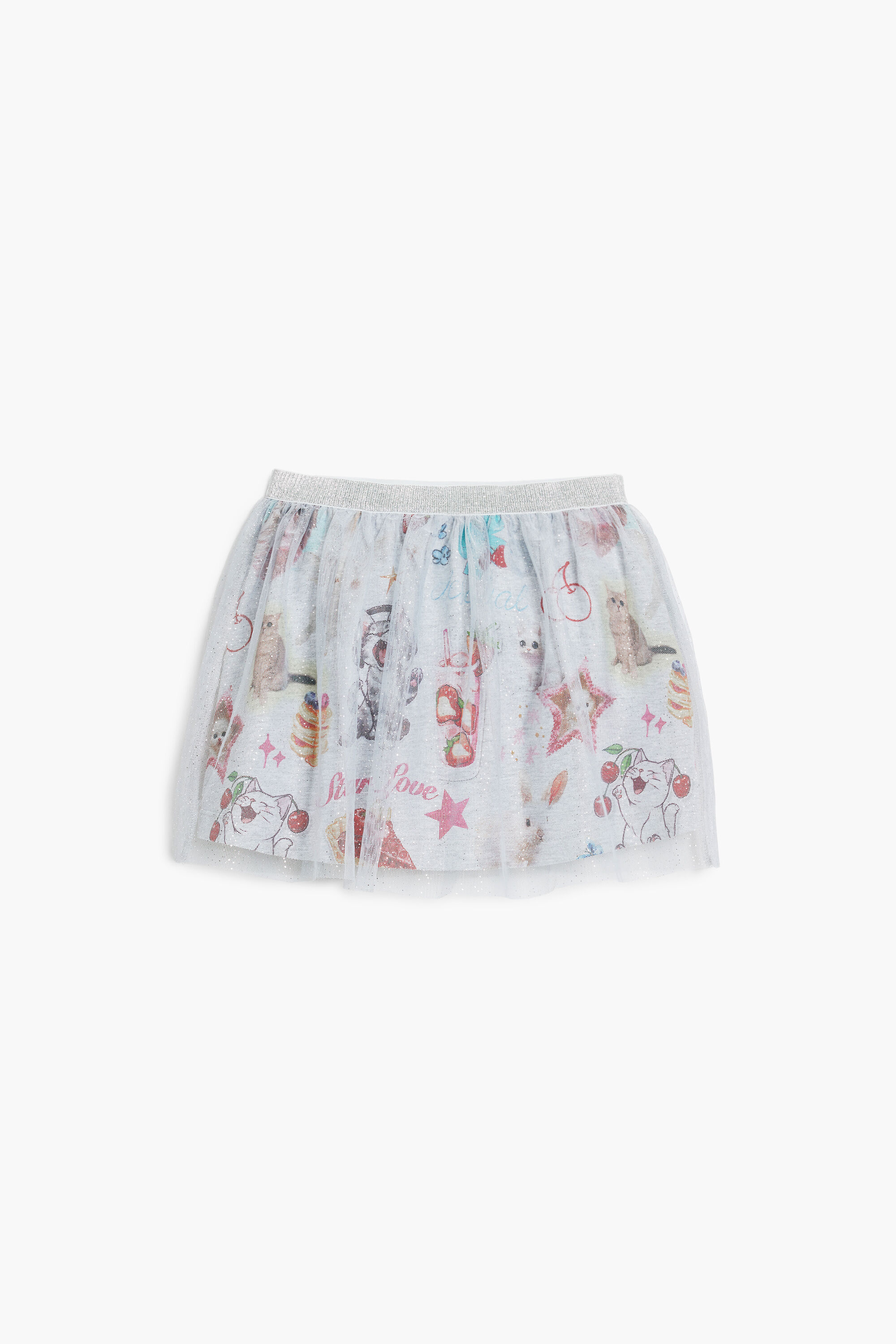 Desigual Tule minirok met katten - WHITE