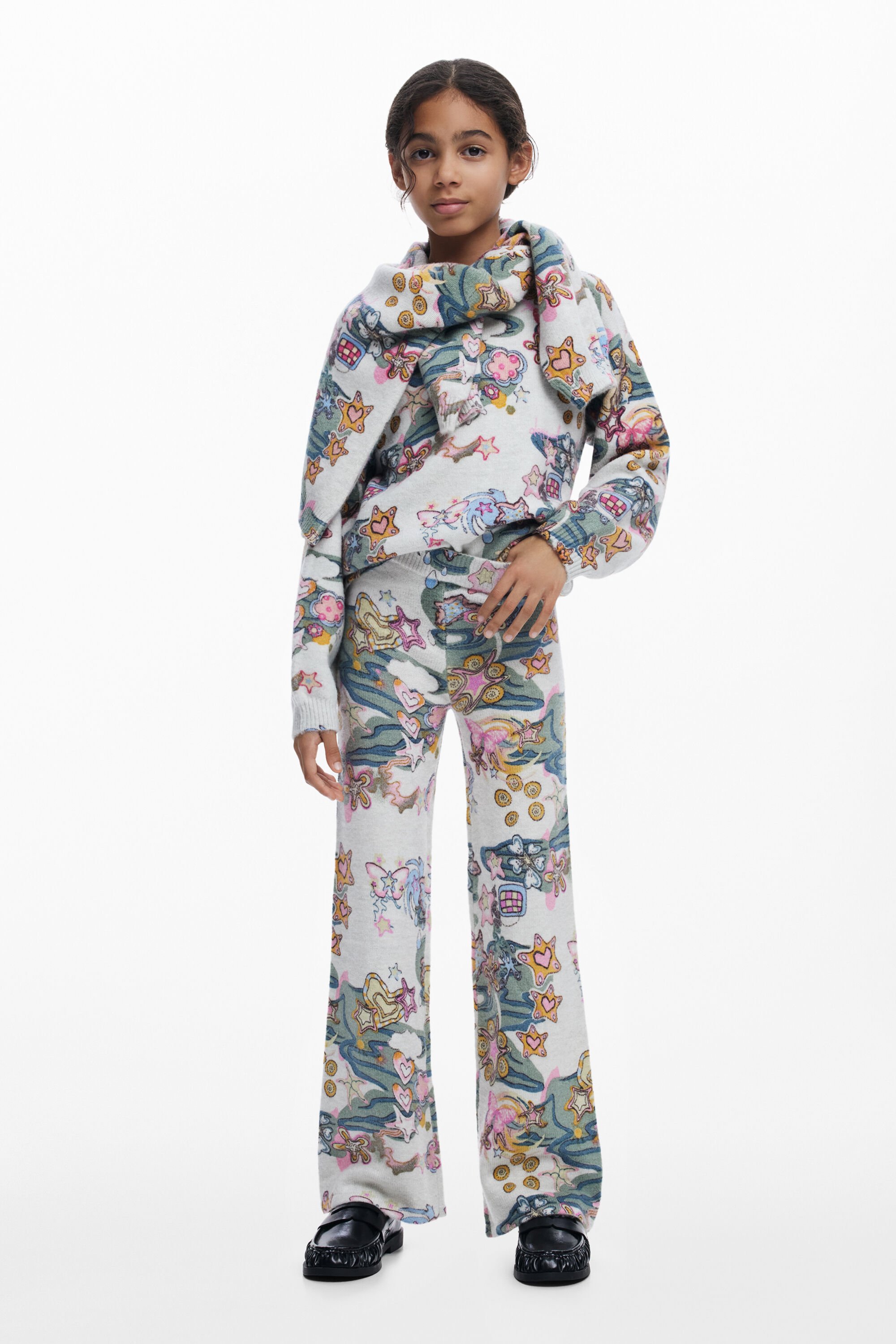 Desigual Elastische broek met figuren - BLACK