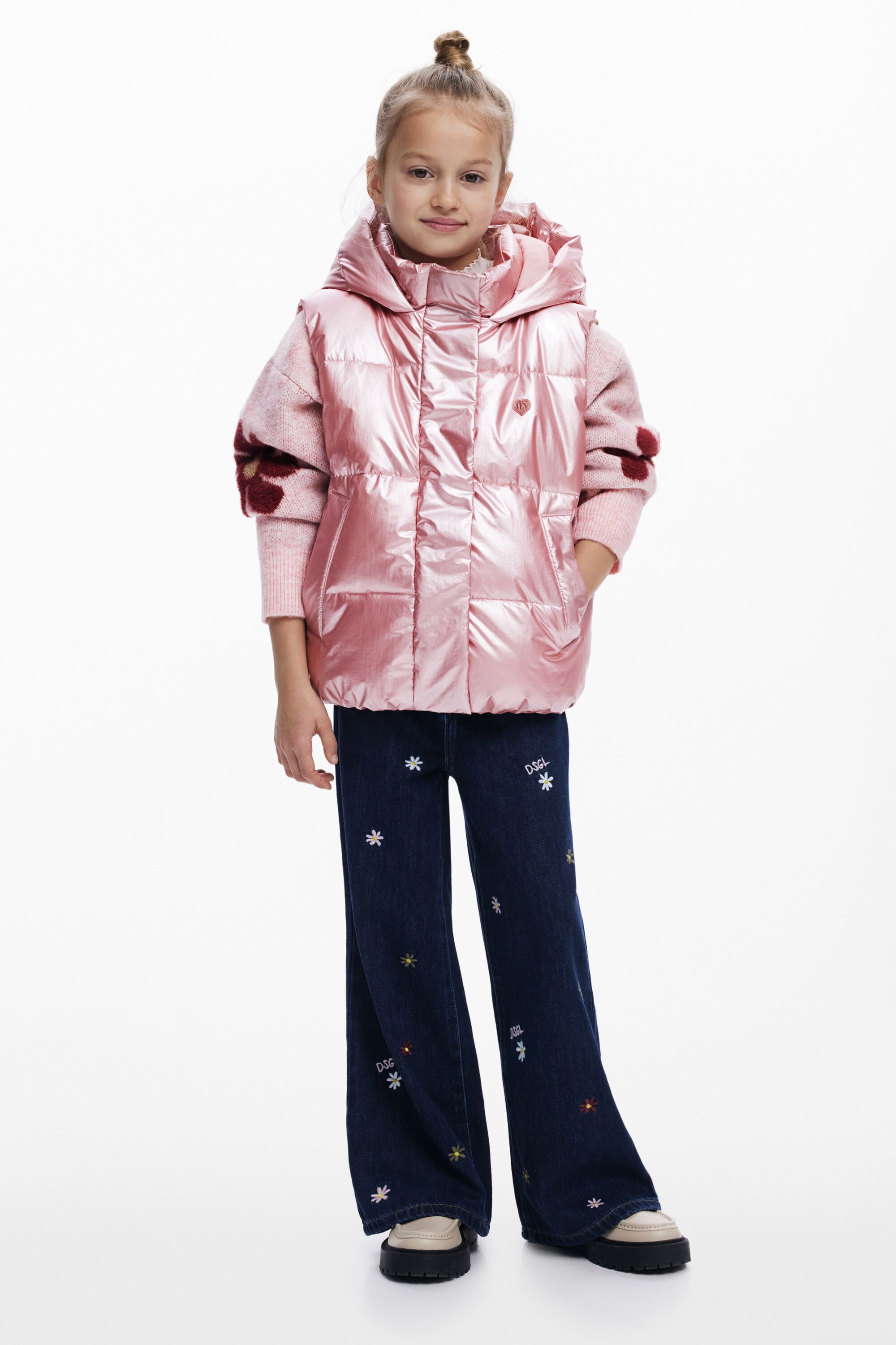 Desigual Metallic gewatteerd vest - RED