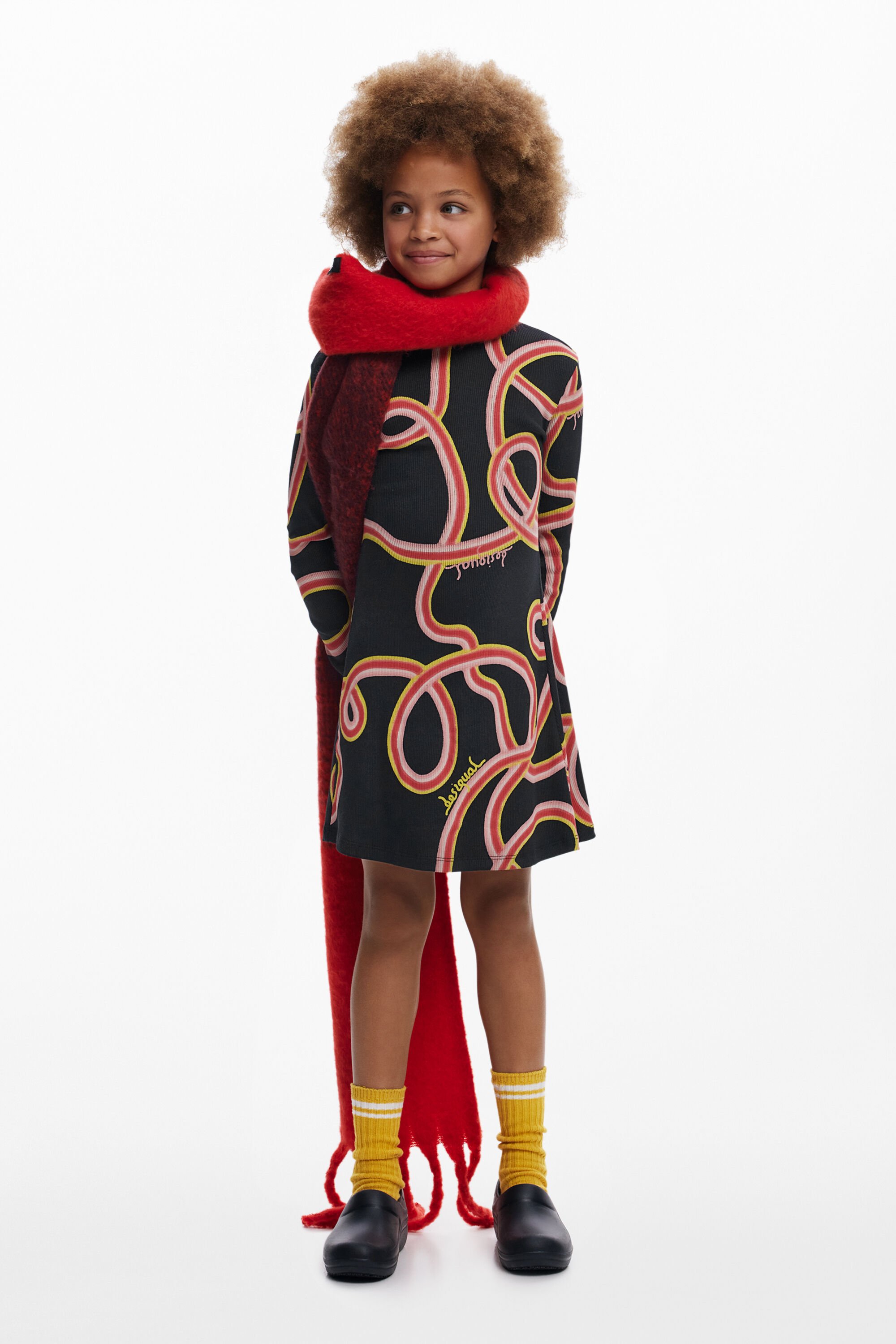 Desigual Skaterjurk met lange mouwen en serpentines - BLACK