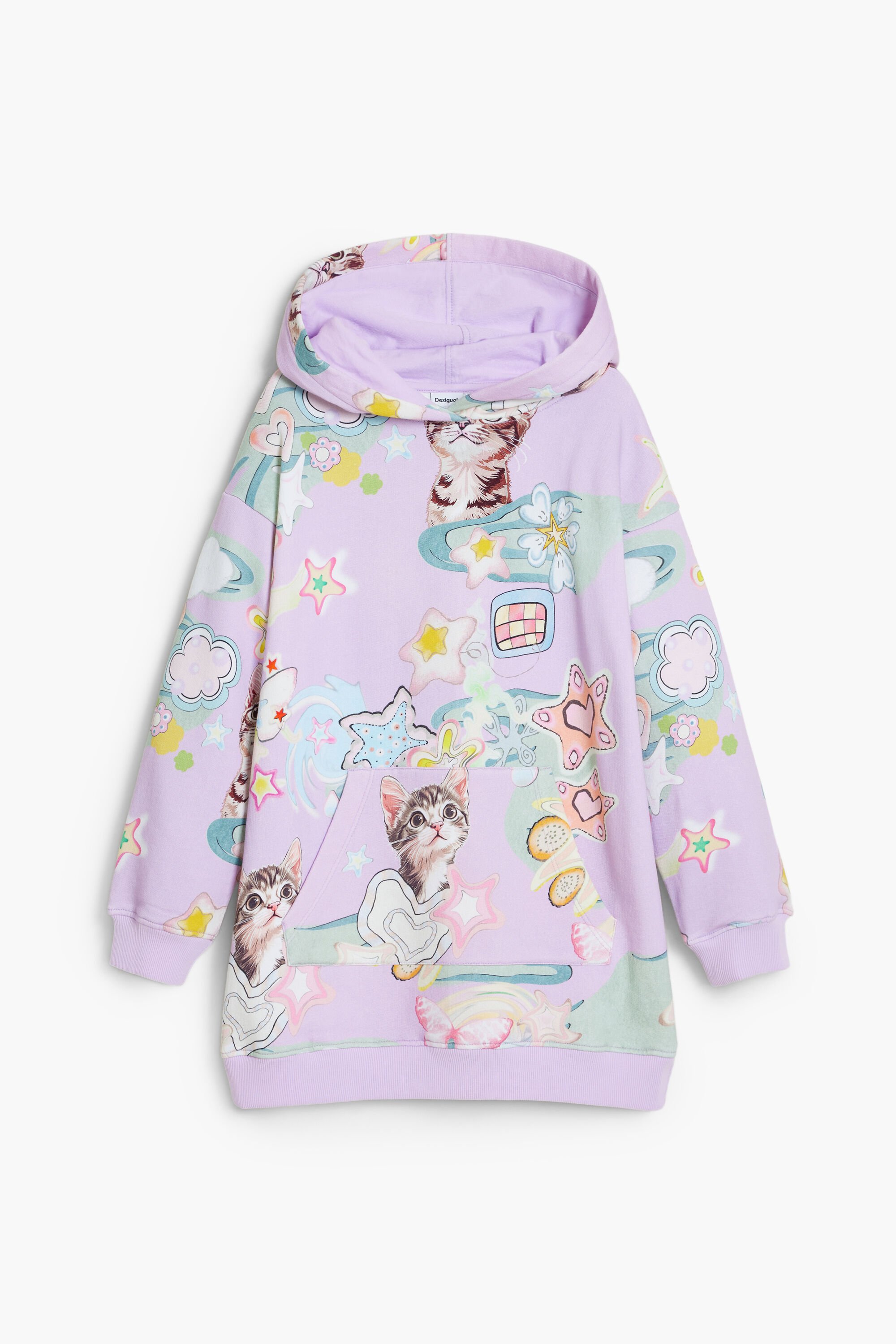 Desigual Jurk met capuchon en kattenprint - RED