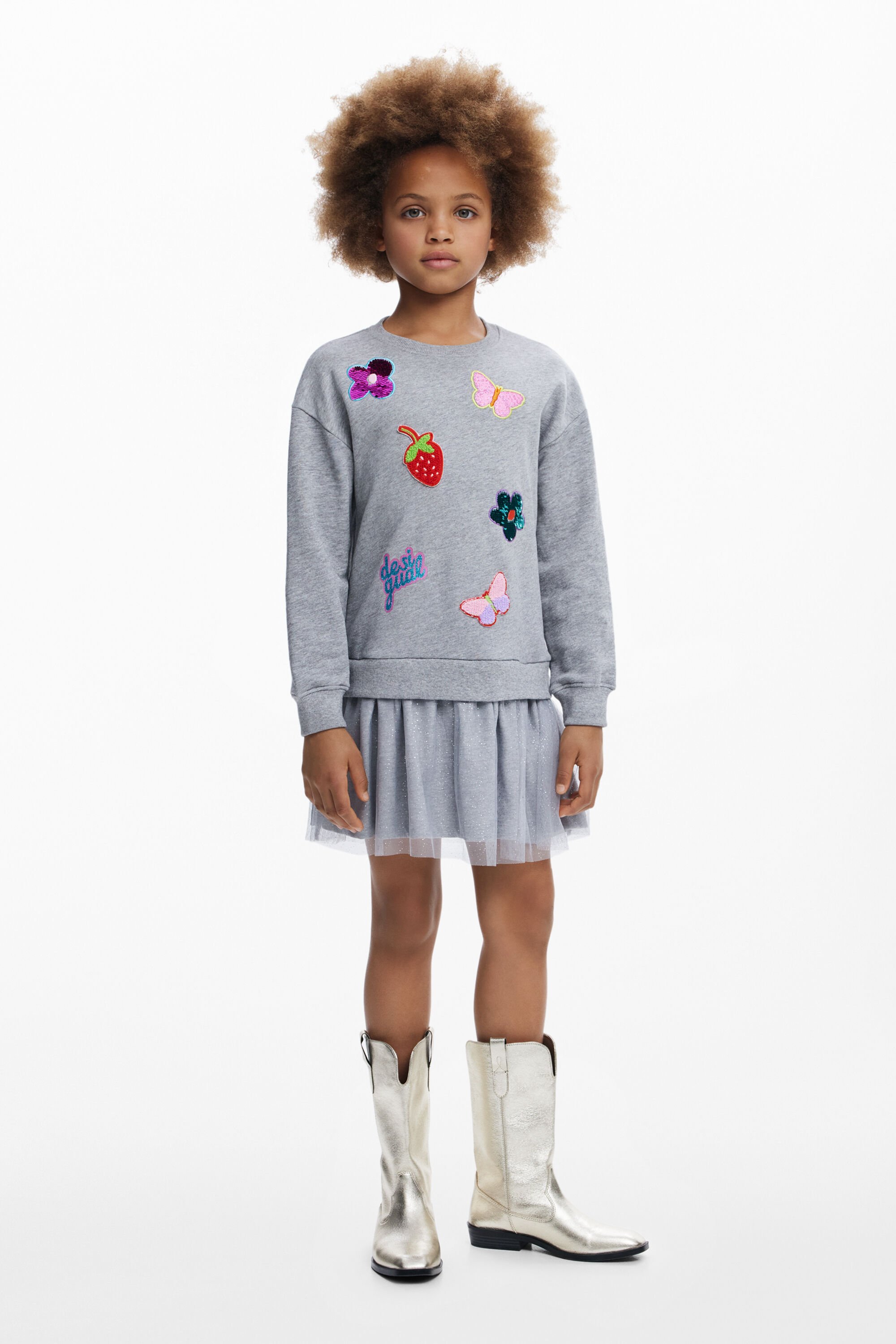 Desigual Jurk met tule rok en figuren - BLACK