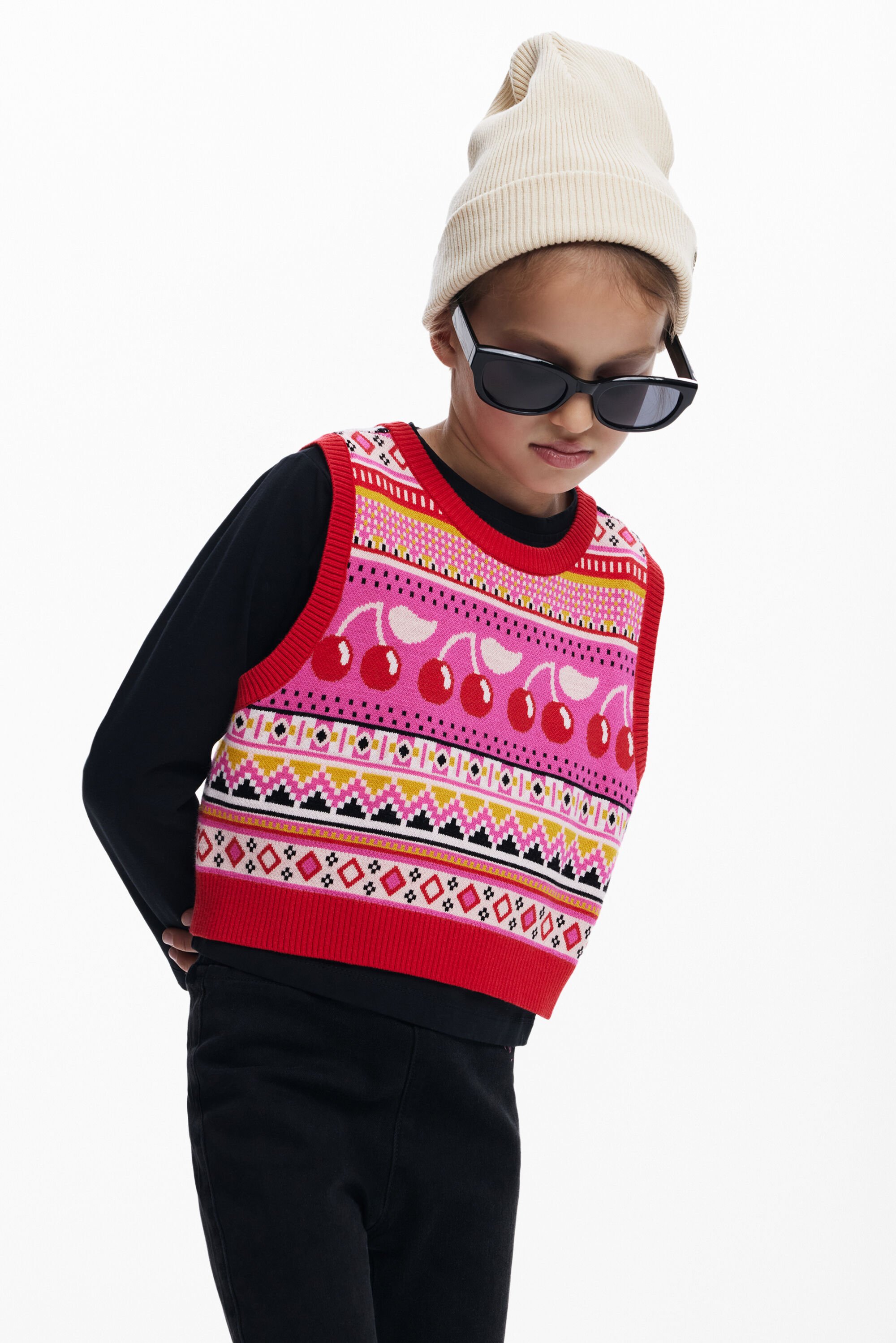 Desigual 2-in-1 T-shirt met vest - BLACK