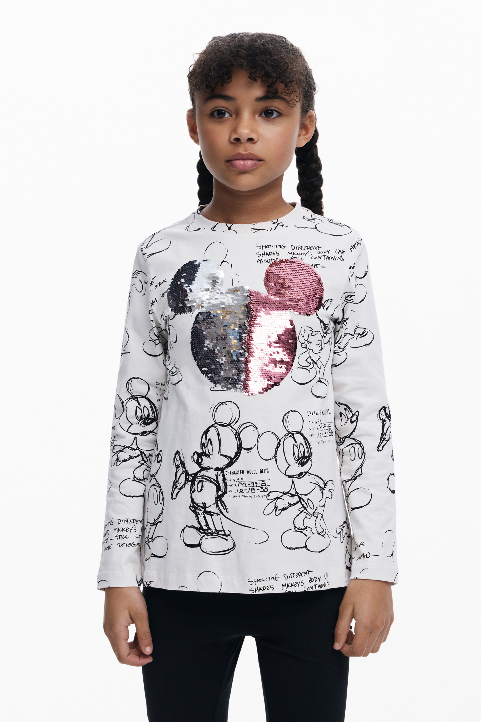 Desigual Mickey™ T-shirt met pailletten - WHITE