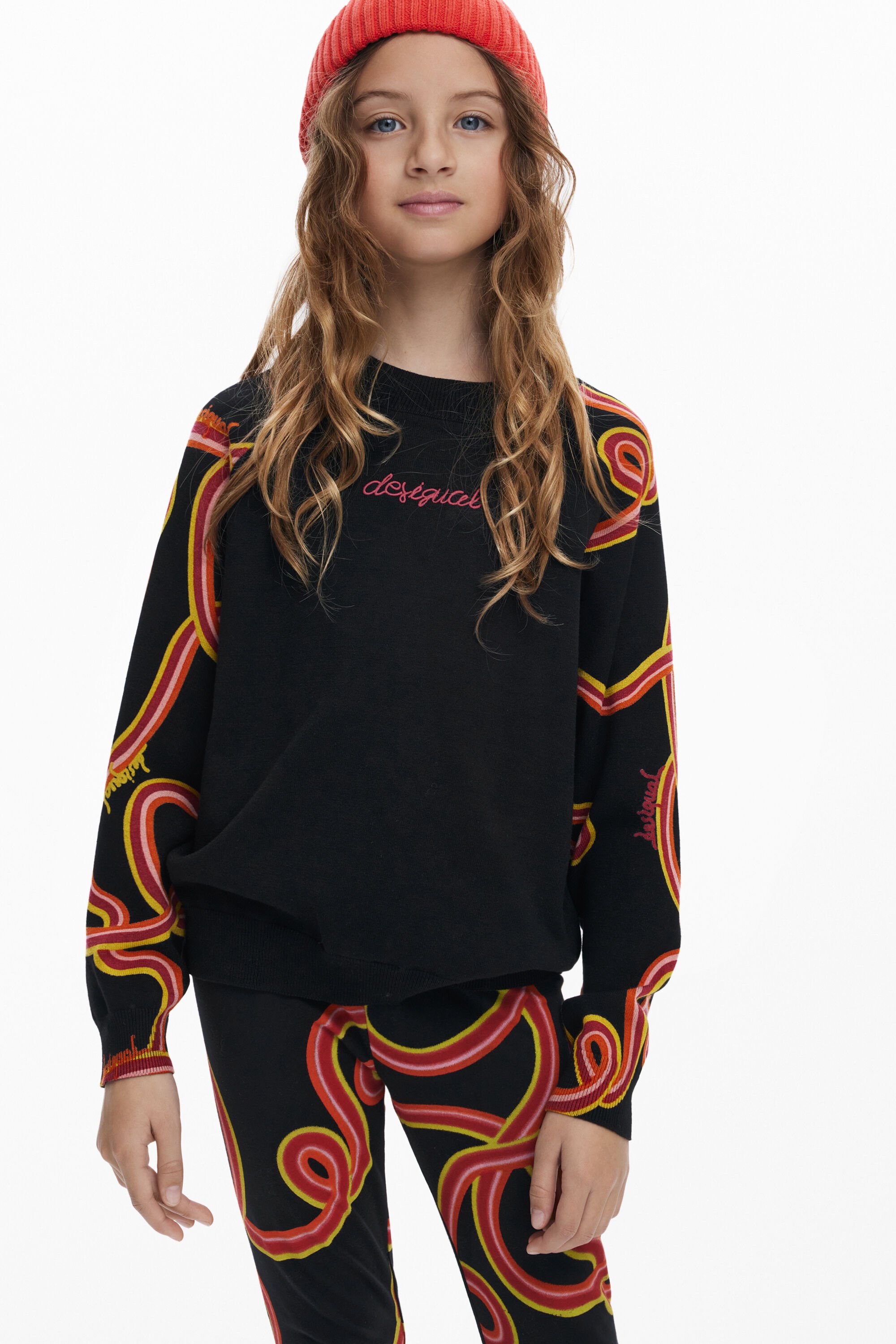 Desigual Trui met slangenmouwen - BLACK