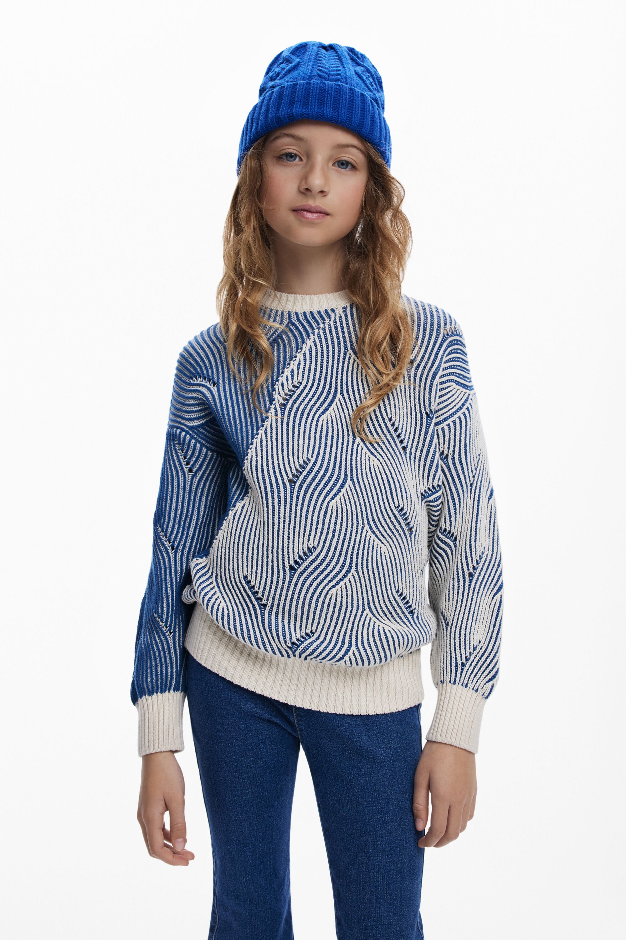 Desigual Gestreepte textuurtrui - BLUE