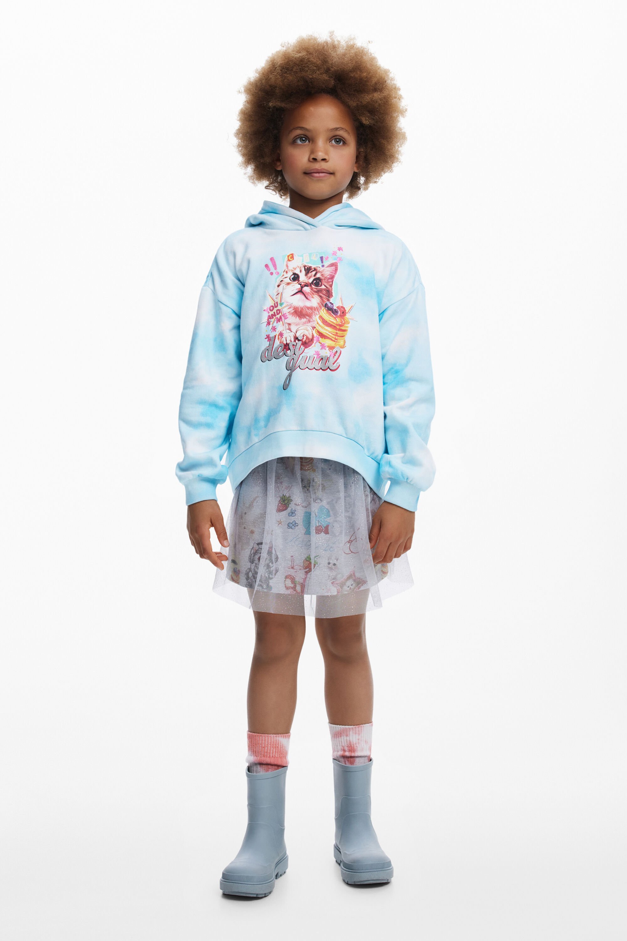 Desigual Kattenwolken sweatshirt - BLUE