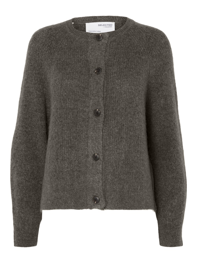 Selected Femme slflulu ls knit short cardigan noos 16074481 medium grey